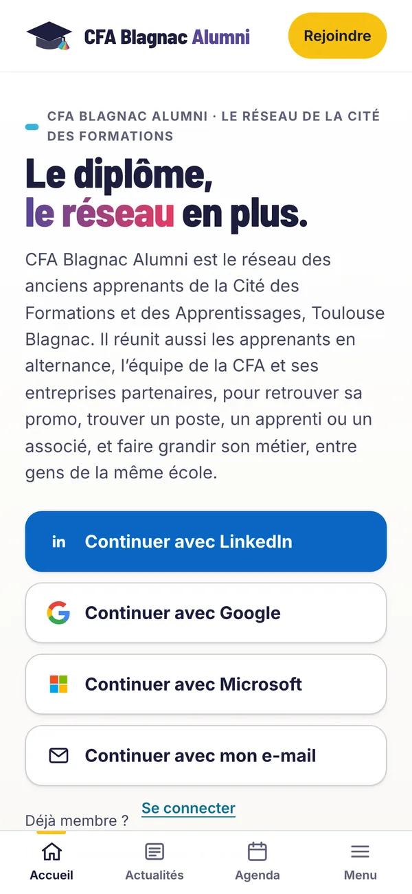 CFA Blagnac Alumni sur téléphone