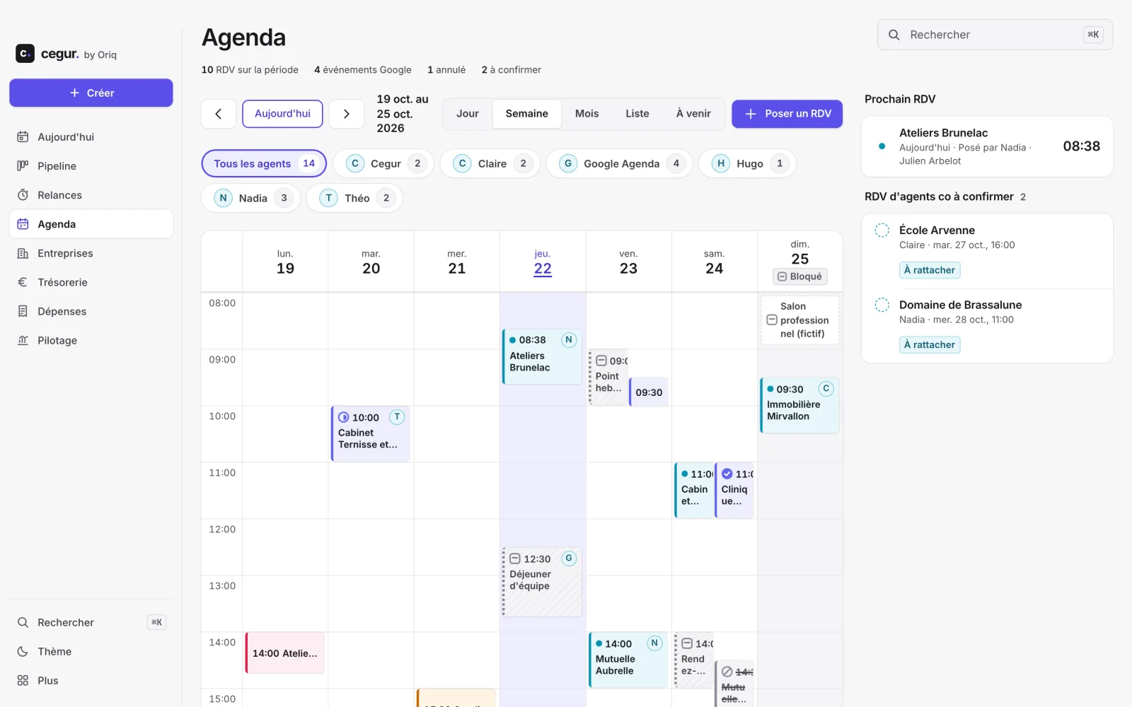 Agenda partagé de Cegur