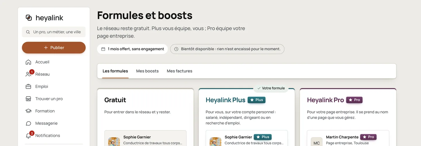 Formules et boosts de Heyalink