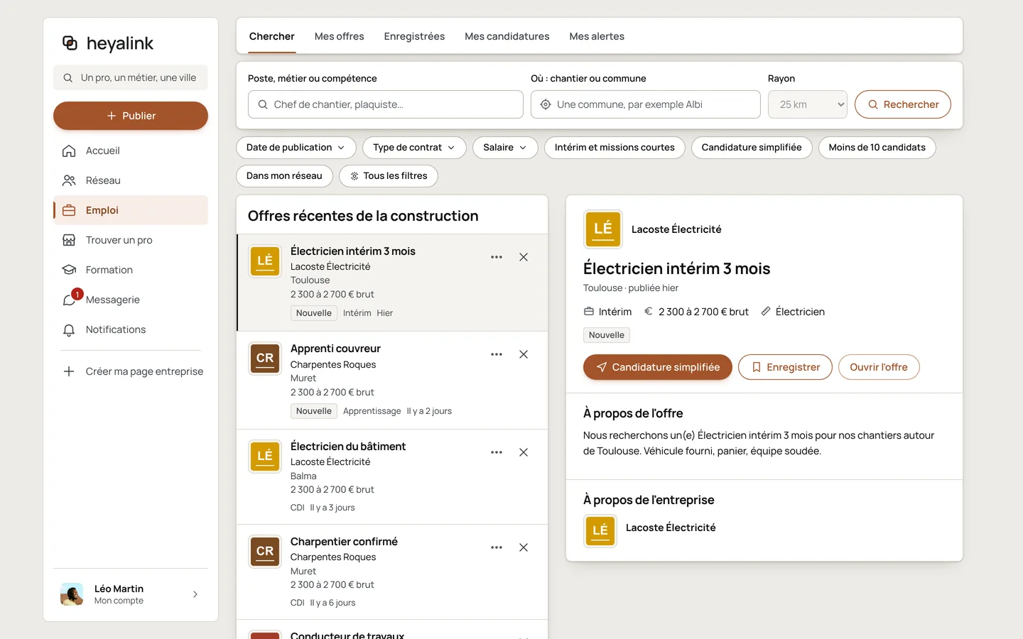 Gestion des offres d’emploi dans Heyalink